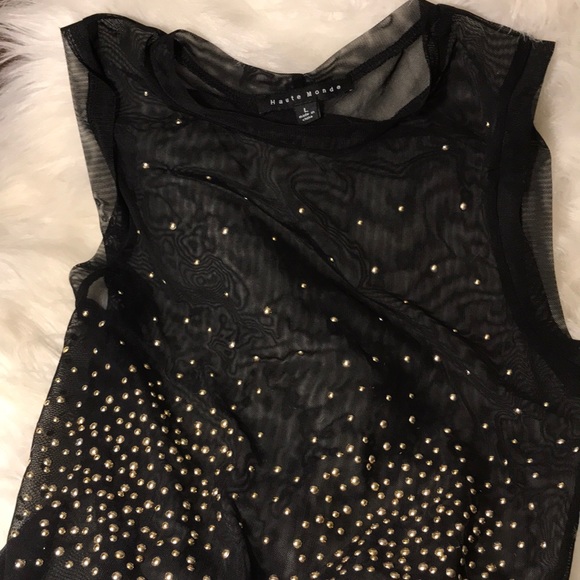 Mesh gold and black festival body suit - Picture 2 of 3